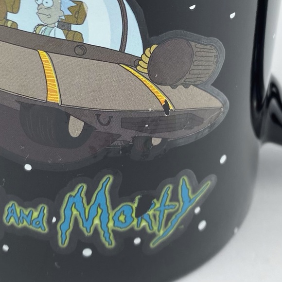 Rick and Morty coffee mug, black spaceship cup, 2017 Adult Swim - Picture 3 of 9